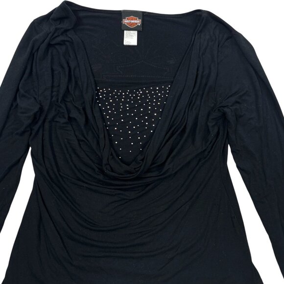 Harley Davidson Beaded Top Long Sleeve Stretch Women's Large - Picture 3 of 8